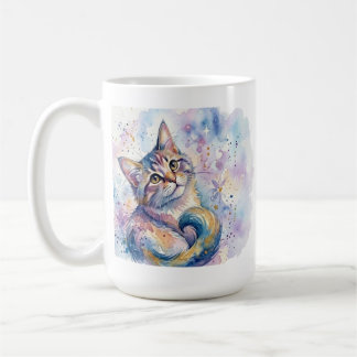 Whimsical Watercolor Katzen Kunst Kaffeetasse - Tr