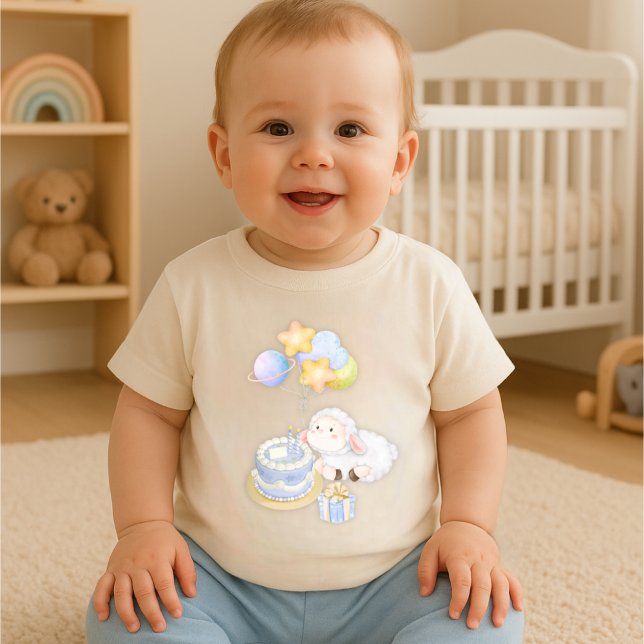 Whimsical Watercolor Lamb Birthday toddler t-shirt (Von Creator hochgeladen)