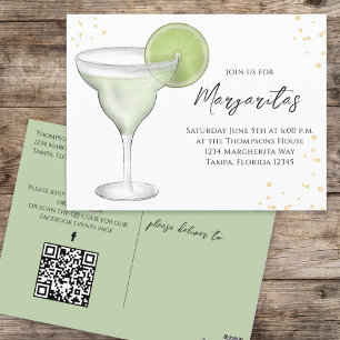 Whimsical Watercolor Margarita QR Code Facebook Postkarte