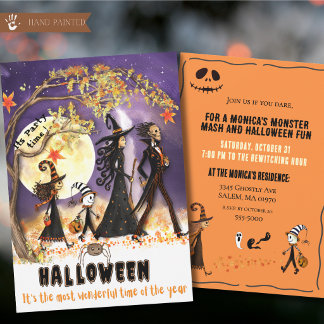 Whimsical Watercolor Monster Parade Halloween Einladung