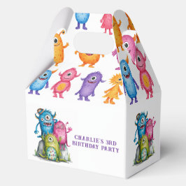 Whimsical Watercolor Monsters Kinderparty Geschenkschachtel