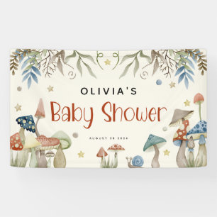 Whimsical Watercolor Mushroom Baby Dusche Banner