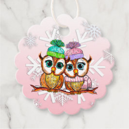 Whimsical Watercolor Owls Weihnachtsgeschenk Tag Geschenkanhänger