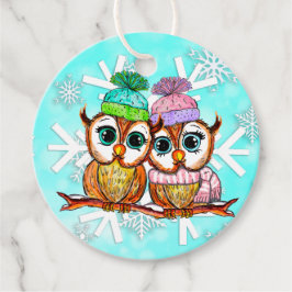 Whimsical Watercolor Owls Weihnachtsgeschenk Tag Geschenkanhänger