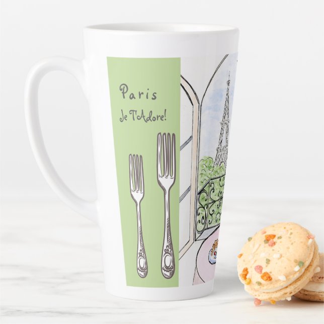 Whimsical Watercolor Paris Eiffel Tower Cutlery Milchtasse (Beispiel)