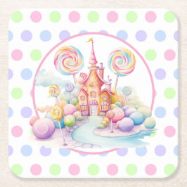 Whimsical Watercolor Pastel Candyland Birthday Rechteckiger Pappuntersetzer