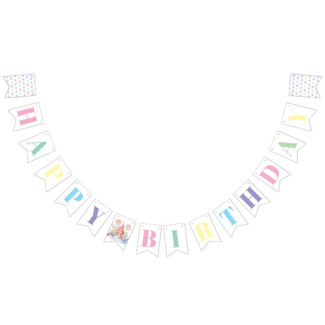 Whimsical Watercolor Pastel Candyland Birthday Wimpelkette (Alle)