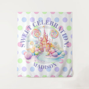 Whimsical Watercolor Pastel Candyland Geburtstag Wandteppich