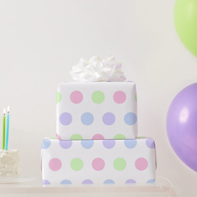 Whimsical Watercolor Pastel Polka Dot Birthday Geschenkpapier (Partygeschenke)