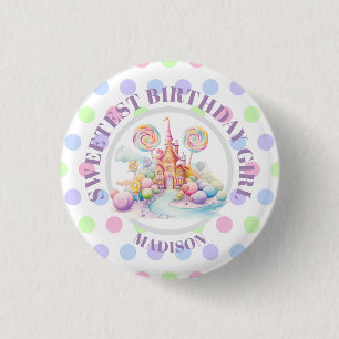 Whimsical Watercolor Pastell Candyland Geburtstag Button