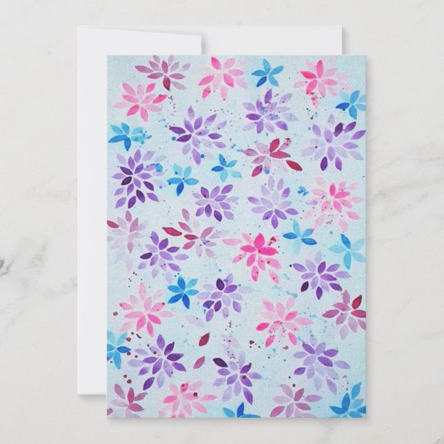 ​Whimsical Watercolor Purple & Pink Floral Einladung (Vorderseite)