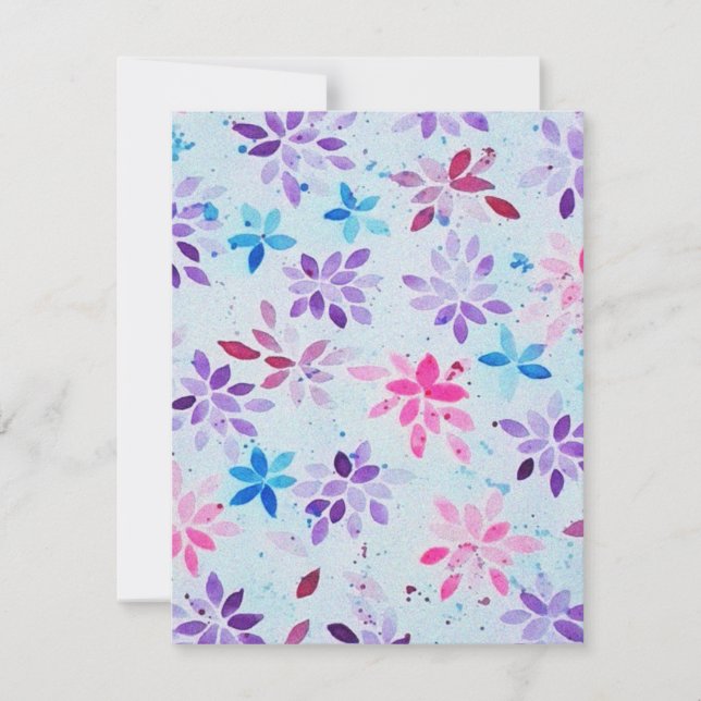 ​Whimsical Watercolor Purple & Pink Floral RSVP Karte (Vorderseite)