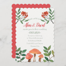 Whimsical Watercolor Red Mushroom Wedding