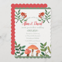 Whimsical Watercolor Red Mushroom Wedding