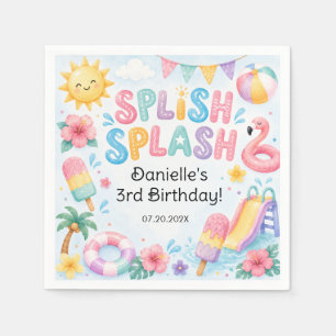 Whimsical Watercolor Splish Splash Geburtstag Serviette