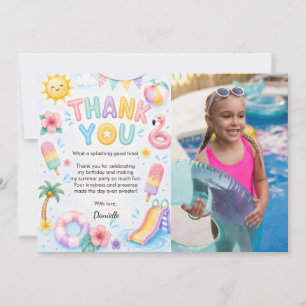 Whimsical Watercolor Splish Splash Geburtstagsfoto Dankeskarte