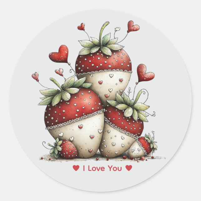 Whimsical Watercolor Strawberries Sticker (Vorderseite)