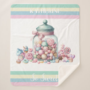 Whimsical Watercolor Süße Süßigkeiten Sherpadecke