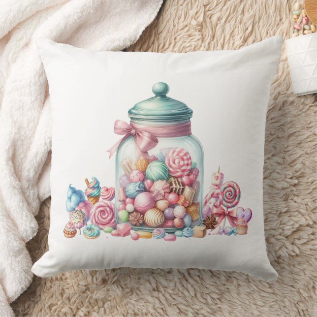 Whimsical Watercolor Sweet Candy Kissen (Decke)