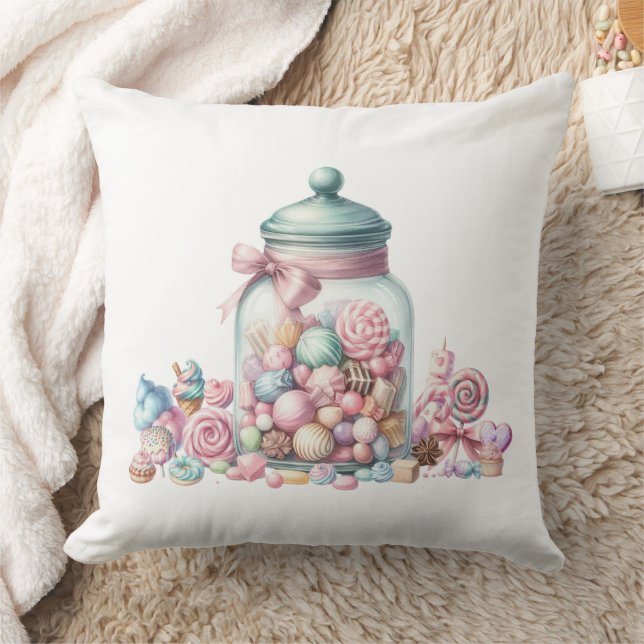 Whimsical Watercolor Sweet Candy Kissen (Decke)