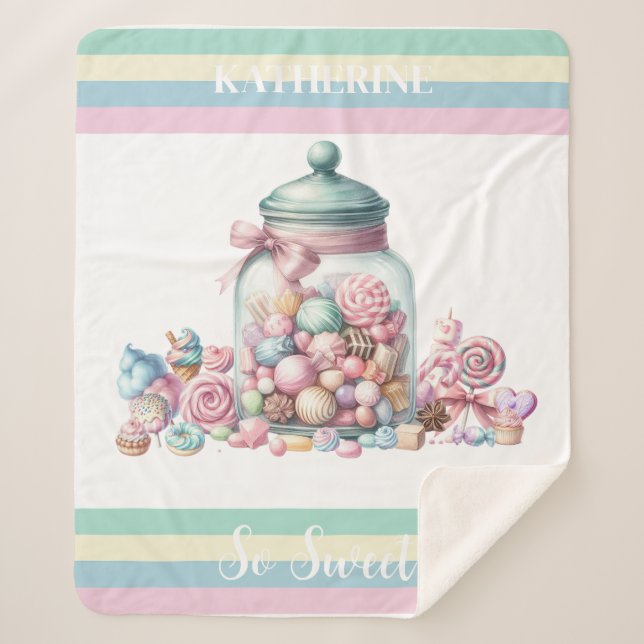 Whimsical Watercolor Sweet Candy Sherpadecke (Vorderseite)