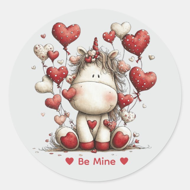 Whimsical Watercolor Unicorn Love Sticker (Vorderseite)