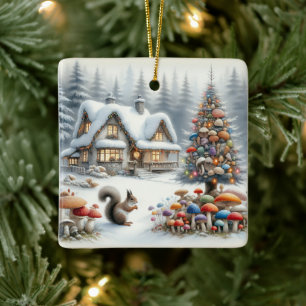 Whimsical Watercolor verzaubert Weihnachten Keramikornament