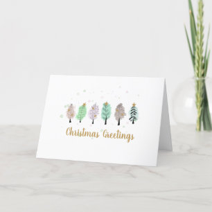 Whimsical Watercolor Weihnachtsbaumen Feiertagskarte