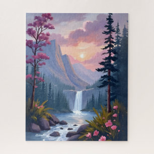 Whimsical Waterfall   Magische Blumenlandschaft Puzzle