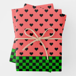 Whimsical Watermelon Colors Gemustert Geschenkpapier Set