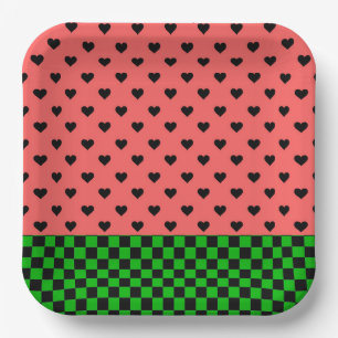 Whimsical Watermelon Colors Gemustert Pappteller