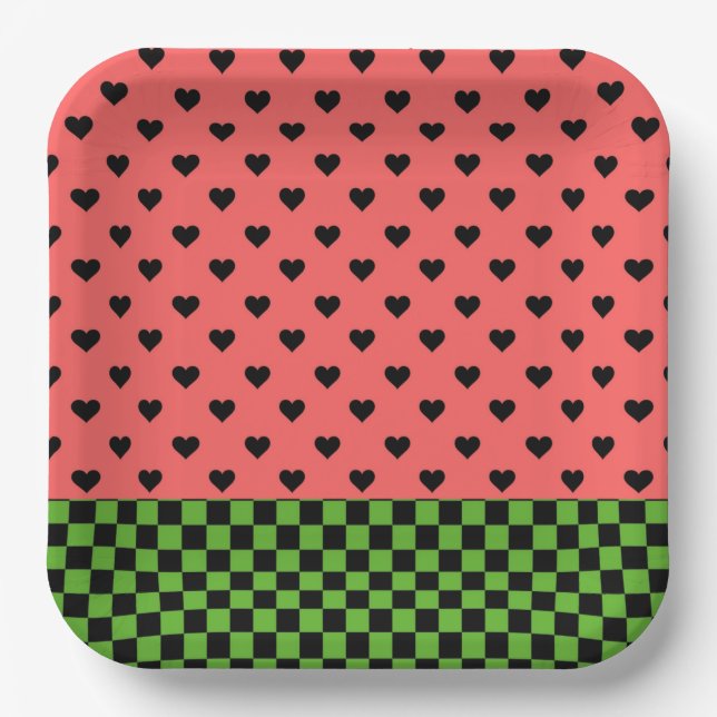 Whimsical Watermelon Colors Gemustert Pappteller (Vorderseite)