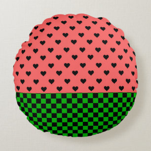 Whimsical Watermelon Colors Gemustert Rundes Kissen