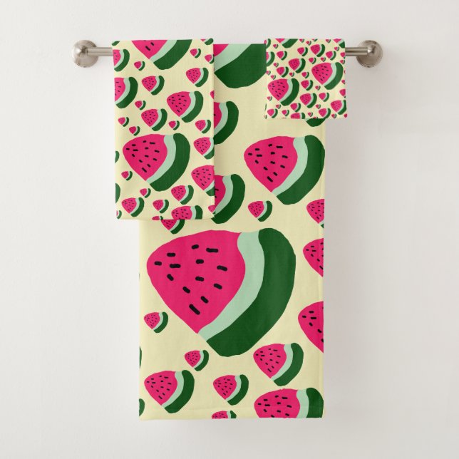 Whimsical Watermelons Cute Summer Fruit Pattern  Badhandtuch Set (Insitu)