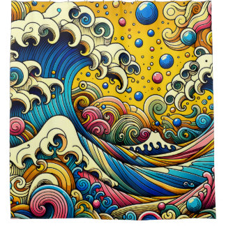 "Whimsical Waves: Ocean's Mirth" Duschvorhang