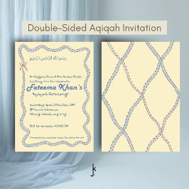 Whimsical Wavy aus hellgelbem weichem Aqiqah-Blau Einladung
