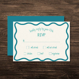 Whimsical Wavy Border Handgeschriebene Blue RSVP C