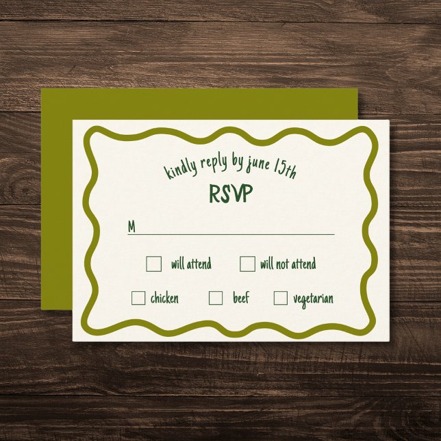 Whimsical Wavy Border Handgeschriebene RSVP-Karte RSVP Karte (Von Creator hochgeladen)