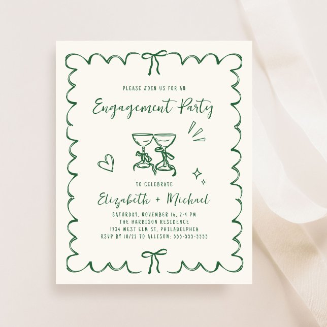 Whimsical Wavy Frame Engagement Party Invitation (Whimsical Wavy Frame Engagement Party Invitation)
