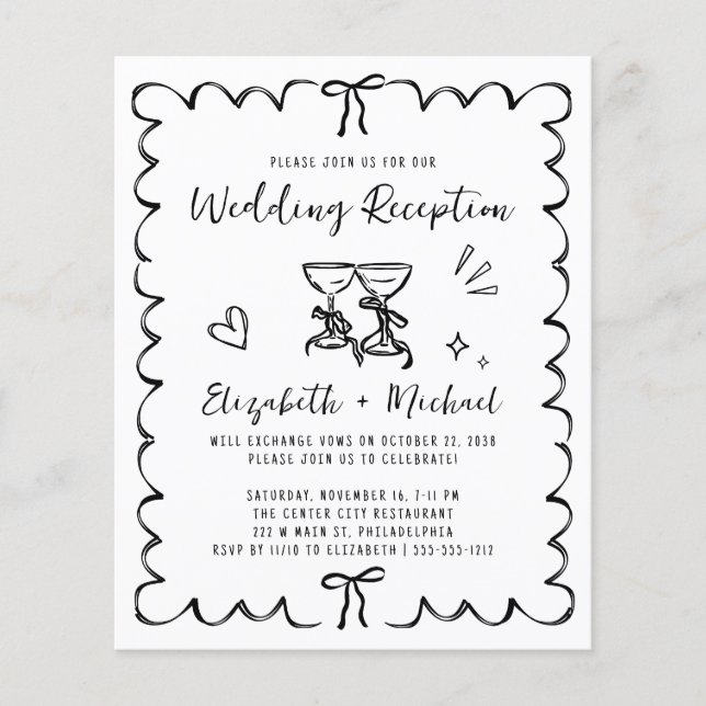 Whimsical Wavy Frame Wedding Reception Invitation (Vorderseite)