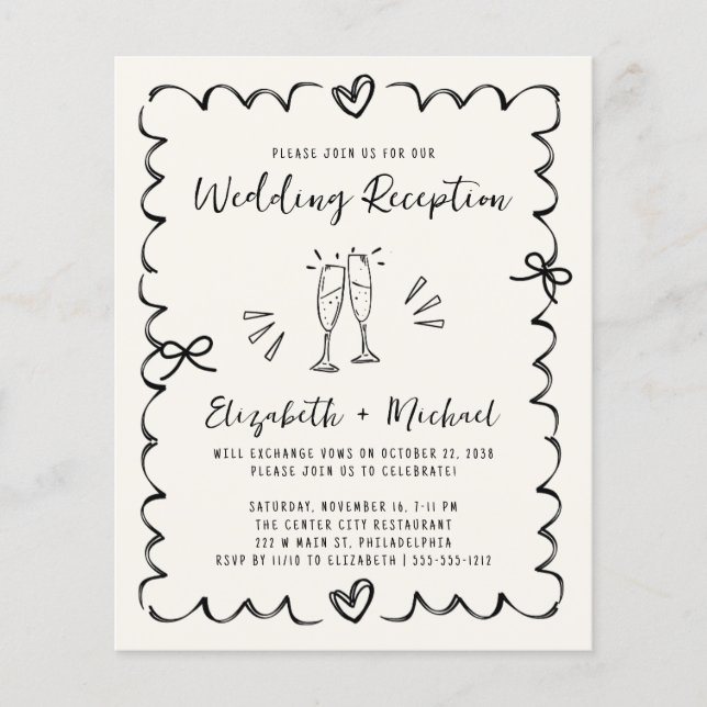 Whimsical Wavy Frame Wedding Reception Invitation (Vorderseite)