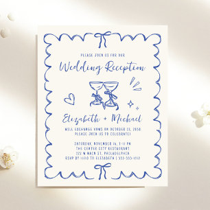 Whimsical Wavy Rahmen Hochzeitsempfang Einladung