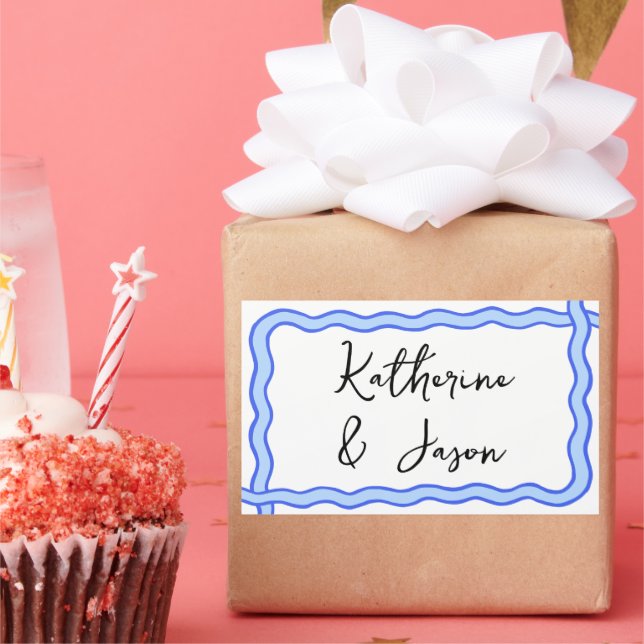 Whimsical Wavy Retro Groovy Danke, Geschenk Rechteckiger Aufkleber (Party)