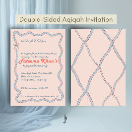 Whimsical wavy von Blush Pink und Soft Blue Aqiqah Einladung