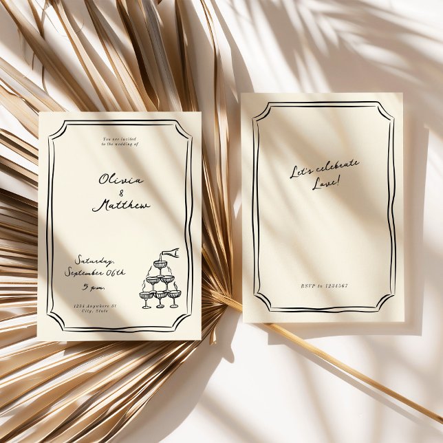 Whimsical Wedding Champagne Tower Einladung (Von Creator hochgeladen)