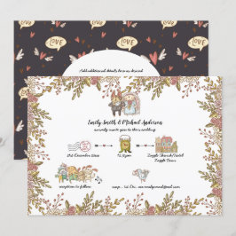 Whimsical Wedding Doodles Handgeschriebene Timelin Einladung