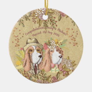 Whimsical Wedding Geschenk Basset Hound Bride Groo Keramik Ornament