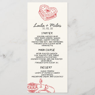 Whimsical Wedding Red Heat Wedding Menu Menükarte