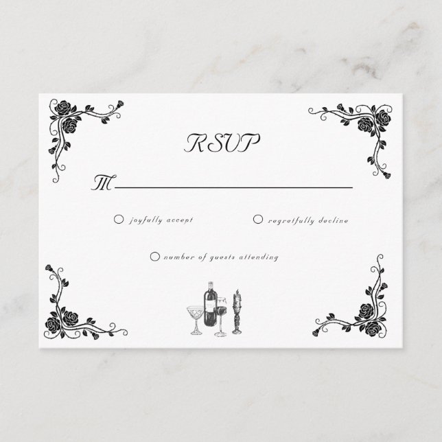 Whimsical Wedding RSVP Begleitkarte (Vorderseite)