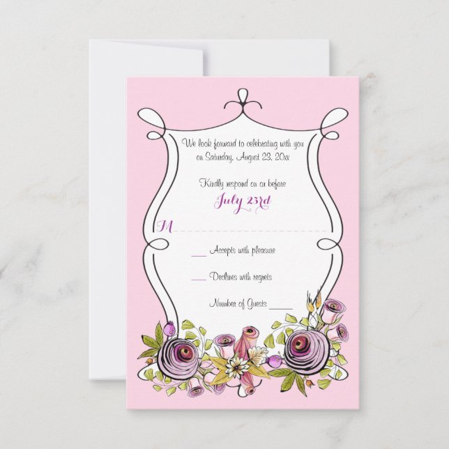 Whimsical Wedding RSVP Card | Aquarell Florals Einladung (Vorderseite)